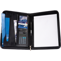 Black Balmoral Leather A4 Deluxe Zipped Conference Folder With Calculator