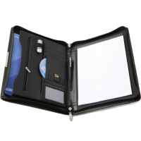 Black Sandringham Leather Zipped A4 Conference Pad Holder