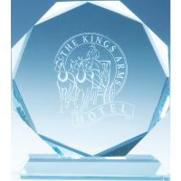 11.5cm x 15mm Jade Glass Facetted Octagon Award