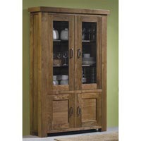 Grand Longford Walnut Glass Cabinet with 4 Doors 