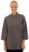 Chef Works A934 Grey 3/4 Sleeve Chefs Jacket