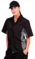 Chef Works A948 Cool Vent Unisex Black & Grey Contrast Shirt