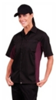 Chef Works A950 Cool Vent Unisex Black & Merlot Contrast Shirt