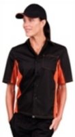 Chef Works A951 Cool Vent Unisex Black & Orange Contrast Shirt