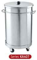 Inomak KA407/PED Stainless Steel Lidded Bin On Trolley With Pedal