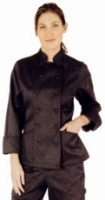 Chef Works B101 Black Long Sleeve Ladies Santiago Chefs Jacket