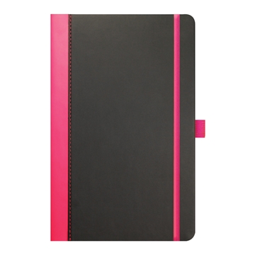 Jotter With Neon Pink Contrast Spine And Elastic Closure