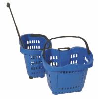 Wheeled Shopping Basket, Pull or Carry - Blue
