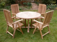 Turnworth 120cm Teak Round Ring Table and Chairs 