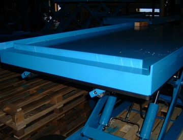 Auto rising roll off stop or wheel stop scissor lift table