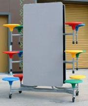 Storable foldable mobile school furniture