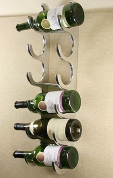 6 Bottle Cast and Polished Solid Aluminium Wall Wine Rack