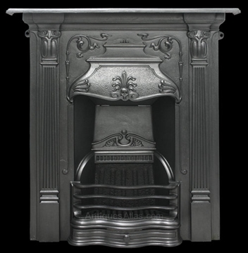 Edwardian Art Nouveau Cast Iron Fireplace
