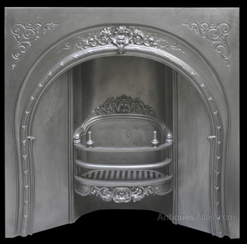 Antique Victorian Cast Iron Arched Fireplace