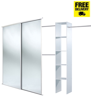 Twin Pack White Mirror with Track - opening width 1195mm
