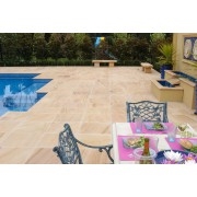 Sawn Teakwood, Natural Sandstone Paving