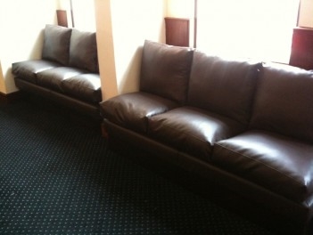 Leather Upholstered Fixed Cushion Seating