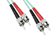 ST-ST Duplex Multimode 50/125 OM3 Fibre Lead/Patch Cord Aqua 5m