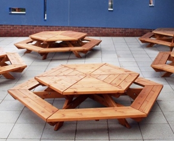 Redwood Hexagonal Playground Table Seat