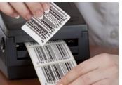 pre-printed barcode labels on a roll