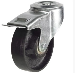 Industrial Bolt Hole Swivel Brake Castor Cast Iron Wheel