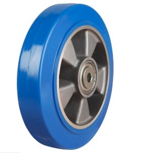 Blue Elastic Castor Wheel Polyurethane with Aluminium Centre