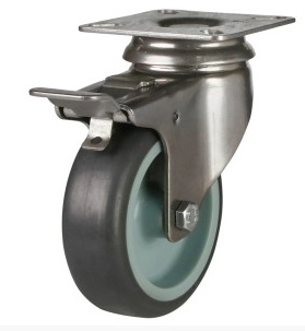 Stainless Steel Institutional Top Plate Swivel Brake Castor TPR Wheel