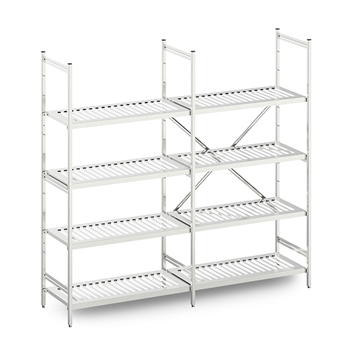 Stainless Steel Shelving Unit with Slatted Shelves