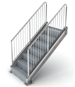 Open Handrail Industrial Steel Stairs