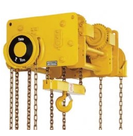 Yale Compact low head room hoist with integrated push or geared trolley Capacities: 1500 - 24000 kg