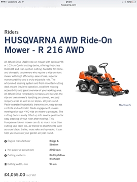 Husqvarna Rider 216 AWD