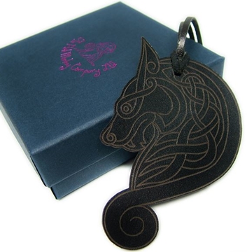 Quality Leather Wolf Bookmark - Celtic Wolf 