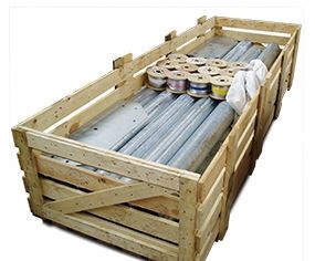 Softwood crate with protective lining