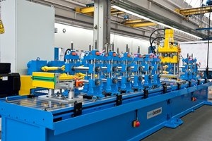 Roll forming line with piercing station