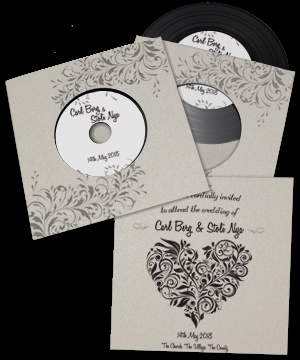 Wedding favour and wedding invitation vinyl CD design service