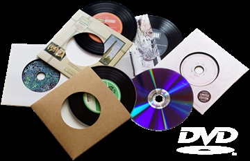 Vinyl DVDs in record-style card sleeves