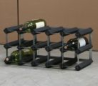 Classic 15 bottle black stained wood and galvanised metal wine rack ready assembled 