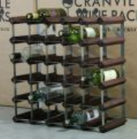 Classic 30 bottle dark oak stained wood and galvanised metal wine rack self assembly  