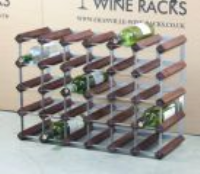 Classic 30 (6x4) bottle dark oak stained wood and galvanised metal wine rack ready assembled