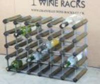 Classic 30 (6x4) bottle walnut stained wood and galvanised metal wine rack ready assembled