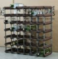 Classic 42 bottle dark oak stained wood and galvanised metal wine rack self assembly  