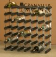 Classic 42 bottle black stained wood and galvanised metal wine rack ready assembled 