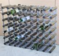 Classic 56 bottle walnut stained wood and galvanised metal wine rack ready assembled 