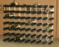 Classic 56 bottle black stained wood and galvanised metal wine rack ready assembled 