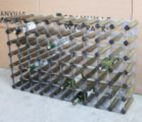 Classic 70 bottle walnut stained wood and galvanised metal wine rack ready assembled 