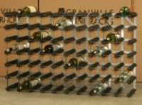 Classic 70 bottle black stained wood and galvanised metal wine rack ready assembled 