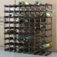Classic 72 bottle dark oak stained wood and galvanised metal wine rack self assembly  