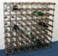Classic 72 bottle walnut stained wood and galvanised metal wine rack ready assembled