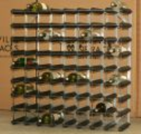 Classic 72 bottle black stained wood and galvanised metal wine rack ready assembled