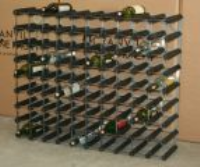 Classic 90 bottle black stained wood and galvanised metal wine rack ready assembled 
